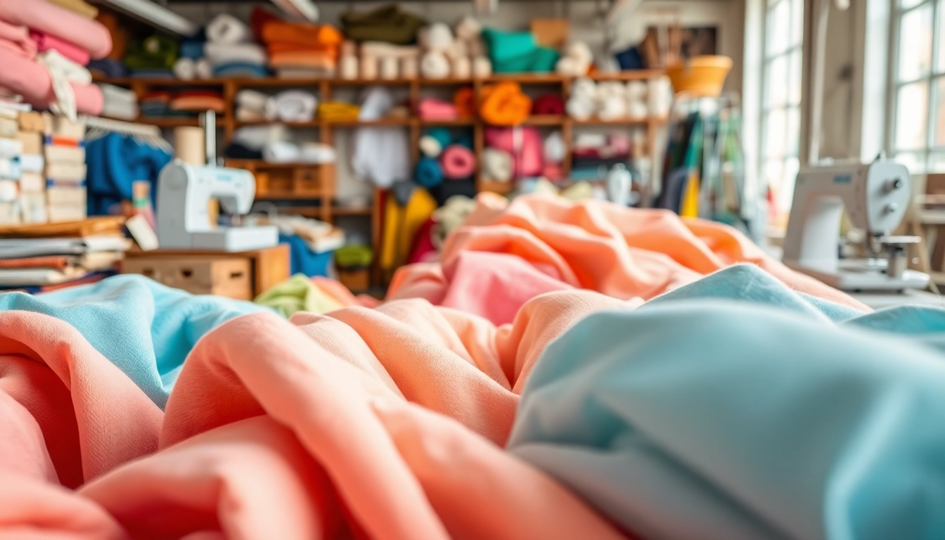 Katoen fabric displayed artistically in a vibrant textile workshop.